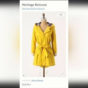 Anthropologie Heritage Raincoat Daughters Of The Liberation EUC Size Large